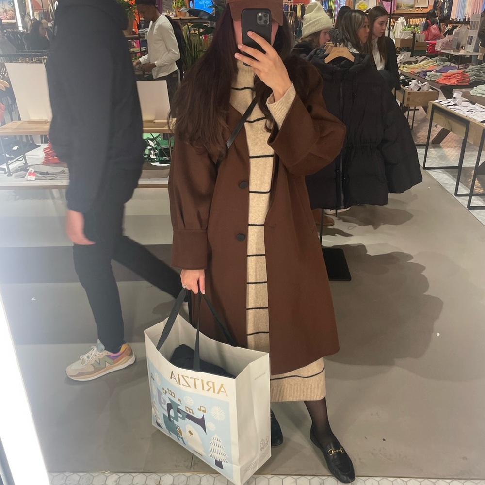 Massimo Dutti wool coat with pleated sleeves